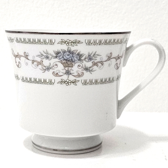 Diane by Fine China of Japan Blue Flower Scrolls - Set of 3 Footed Cups Only - Picture 4 of 16